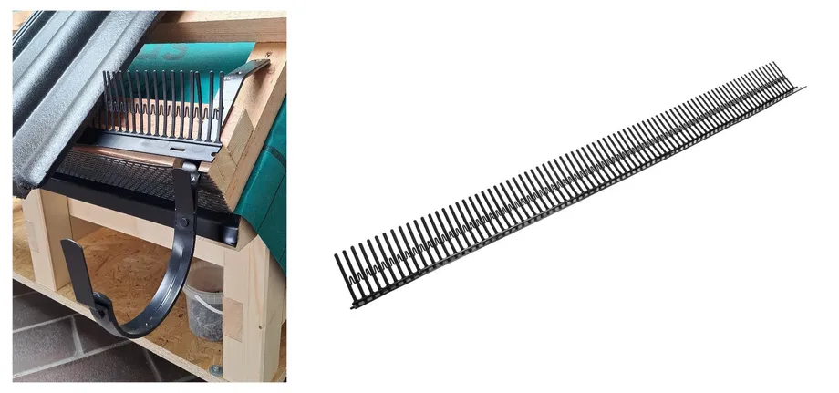 Detail v okapní hraně s použitím větrací mřížky